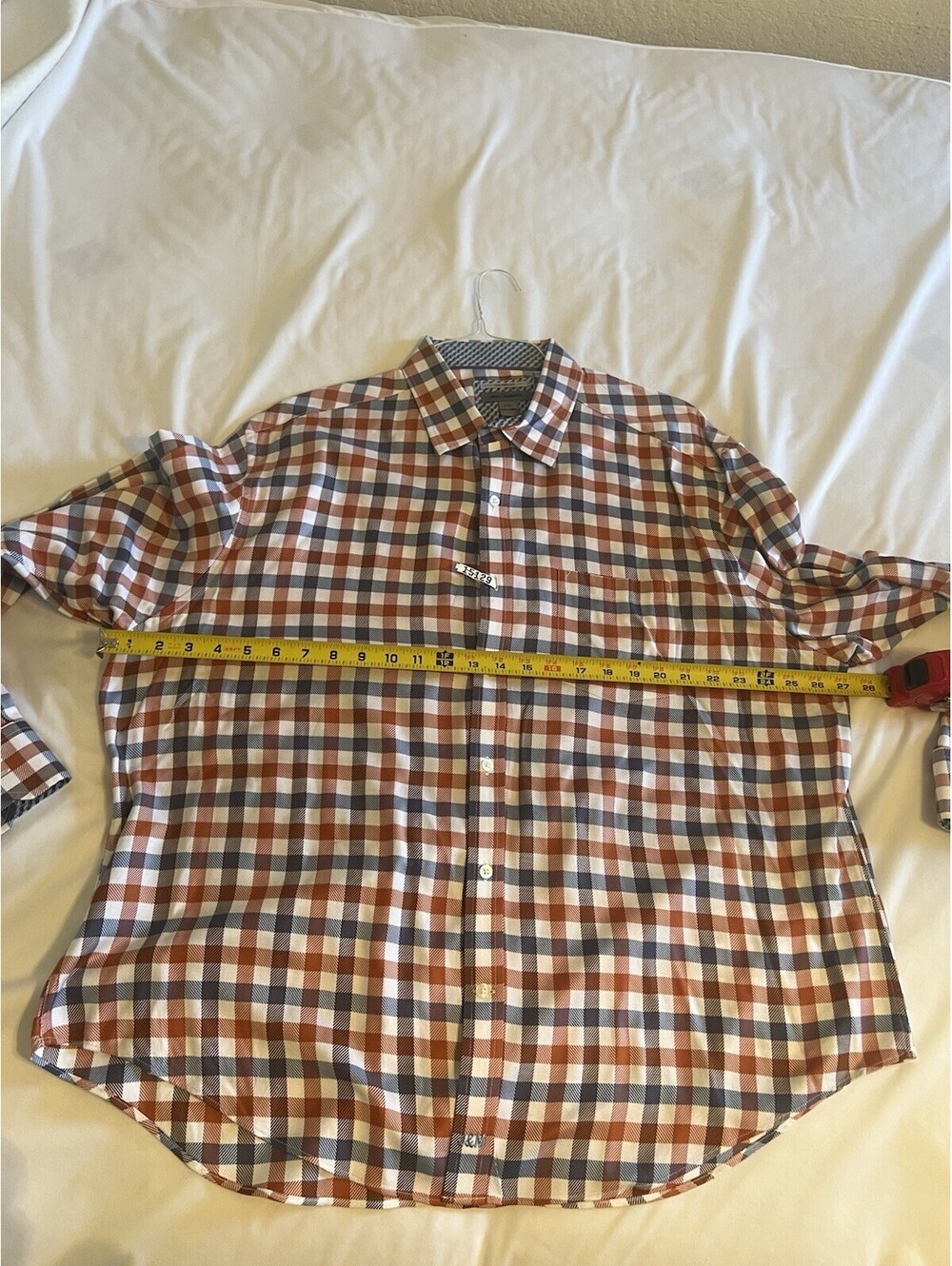 Johnston & Murphy Shirt XXL US Blue Check Flip Cuff Button Up Long Sleeve Mens - Picture 11 of 15